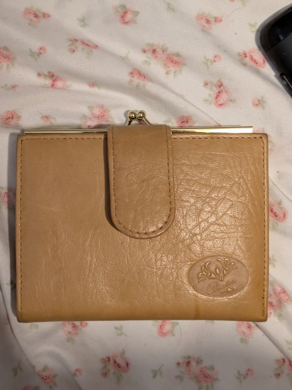 Buxton Heiress Double Cardex Tan Leather Wallet Kiss-Lock Coin Purse VT2018